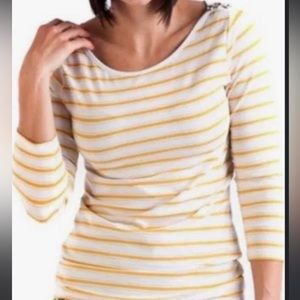 Matilda Jane yellow striped shoulder button top